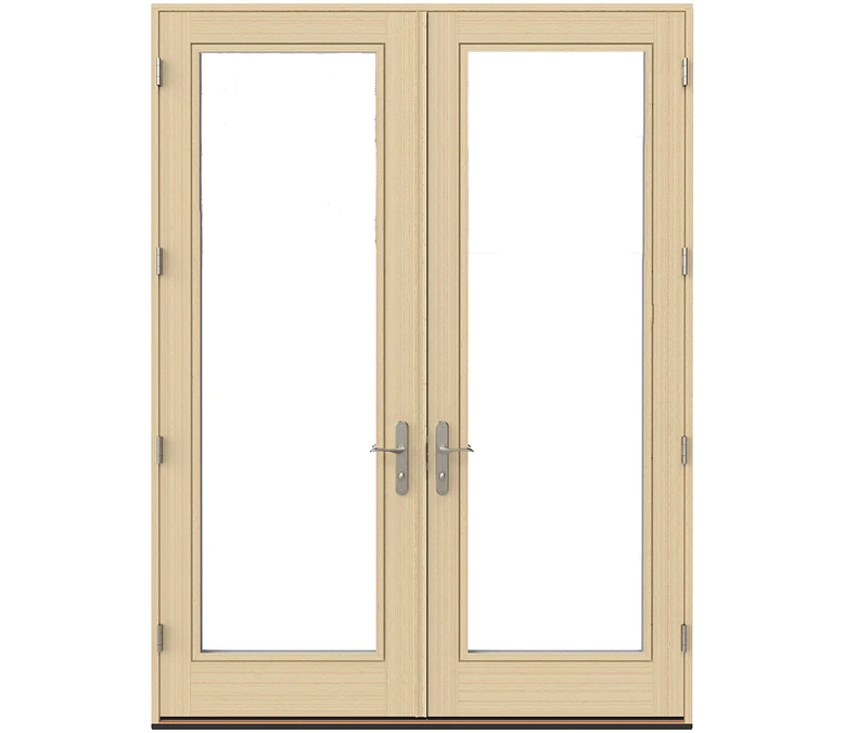 Cedar Rapids Pella Lifestyle Series Wood Double Hinged Patio Doors